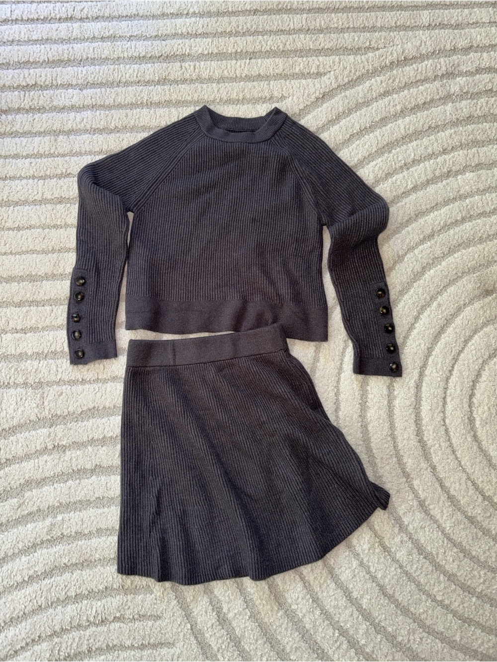 NWOT Market & Spruce Rib Knit Sweater & Skirt Set - Charcoal in S